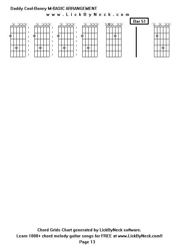 Chord Grids Chart of chord melody fingerstyle guitar song-Daddy Cool-Boney M-BASIC ARRANGEMENT,generated by LickByNeck software.